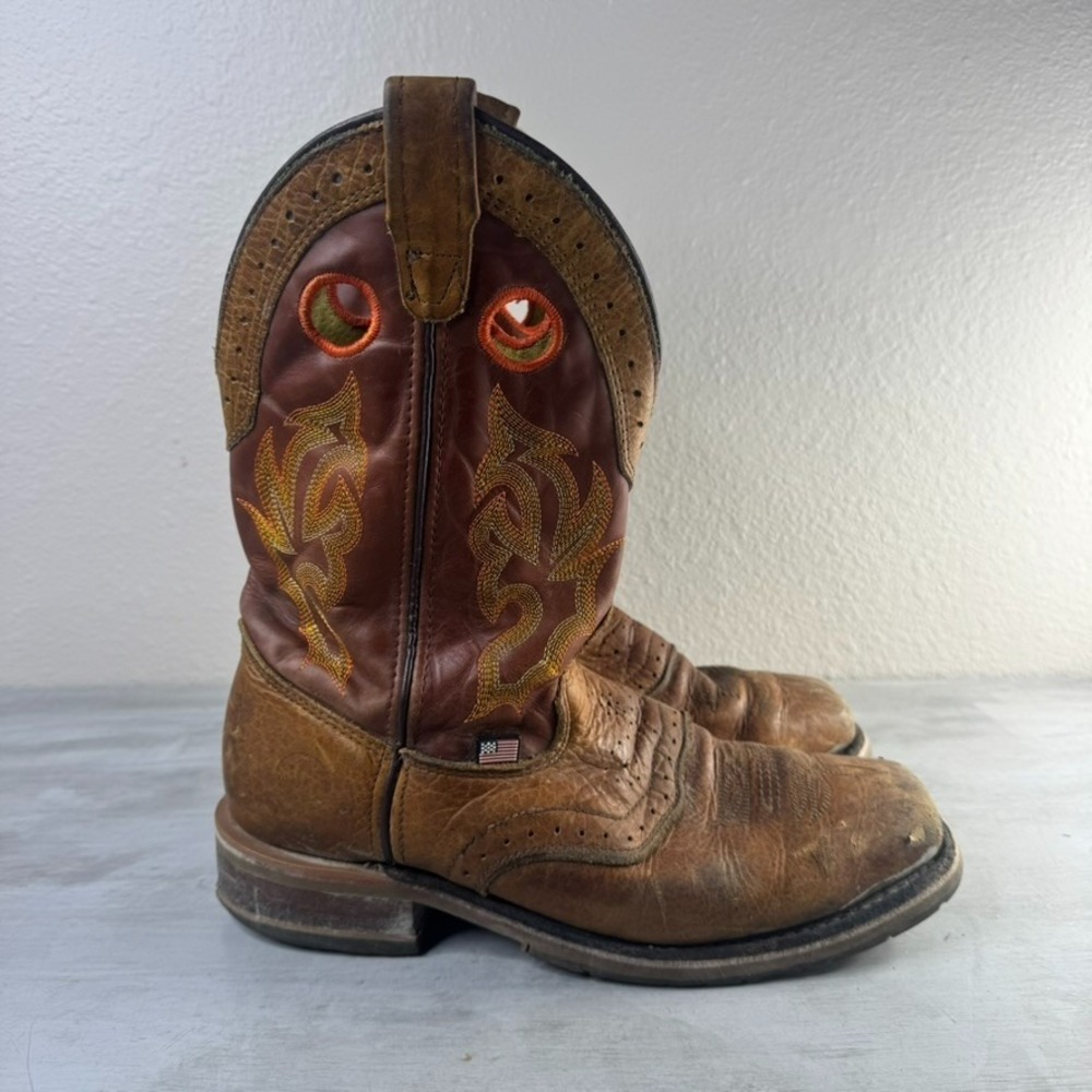 Double-H Boots Western Work Mens 9.5 D Brown Leather Square Toe DH5400 ASTM